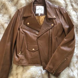 Milly Chestnut Faux Leather Jacket - image 1